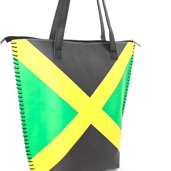 African American Women Tote Bag Faux Leather Jamaican Flag Festival Beach Party main image 5